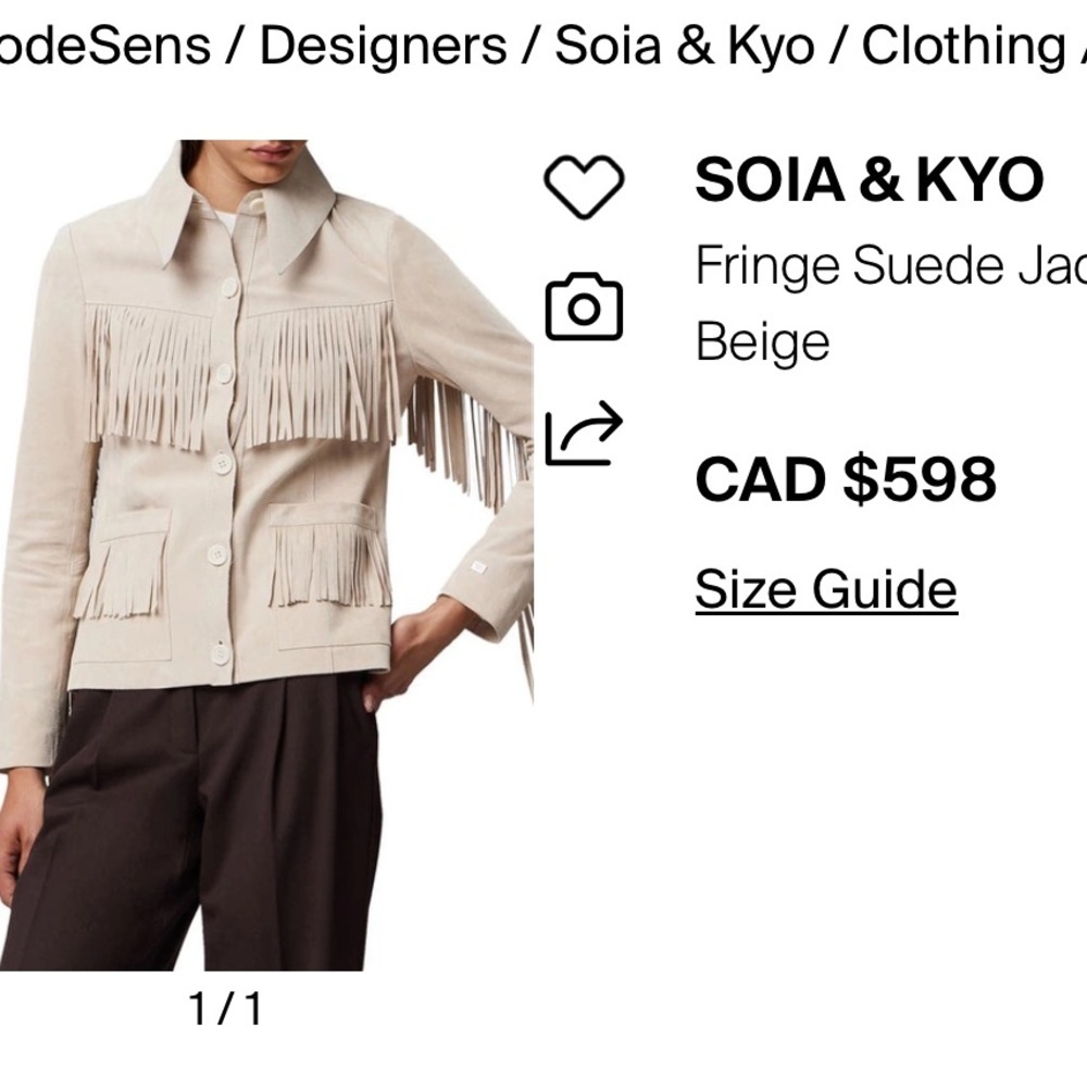 🐎 RARE 🐎 Suede Soia & Kyo Anthropologie NWT Giada Suede Fringe Jacket size S. - Picture 3 of 9